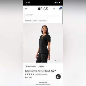 FIGS black Catarina top